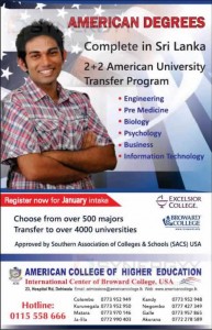 American Degree Programmes in Sri Lanka – January 2014 Intakes