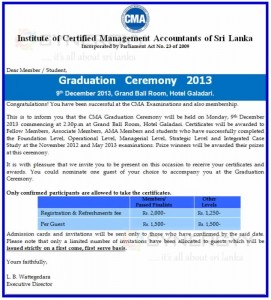 CMA Sri Lanka Graduation Ceremony 2013 on 9th December 2013