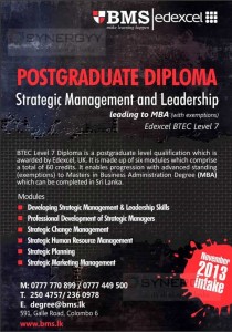 Postgraduate Diploma in Strategic Management and Leadership Leading to MBA from BMS
