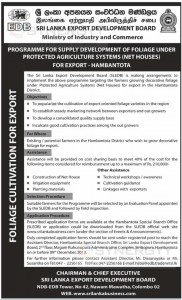 Programme For Supply Development of Foliage under Protected Agriculture Systems (Net Houses) For Export – Hambantota by Sri Lanka Export Development Board
