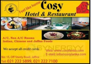Cosy Hotel & Restaurant in Jaffna
