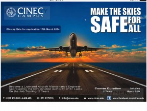Licensed Aircraft Maintenance Engineer in Srilanka from CINEC Campus