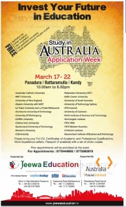 Study in Australia – Free Consulting by Jeewa Education; 17 to 22 March 2014