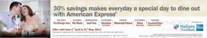 30% savings makes everyday a special day to dine out with American Express