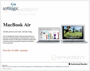 Apple MacBook Air Price in Srilanka – Rs. 141,990.00 Upwards