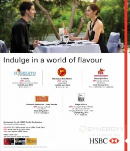 Dine in Promotions for HSBC Credit Card – Till 30th June 2014 