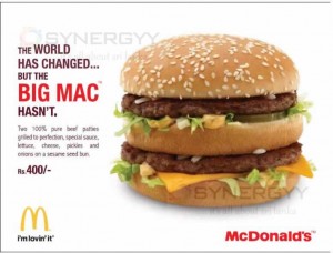 Mc Donald’s Big Mac Prices in Sri Lanka – Rs. 400.00 Only