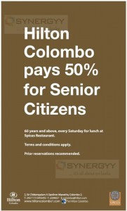 Spices Restaurant at Hilton Colombo offers 50% off to Senior Citizens
