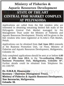 New Fish Market Shops are for Sale by Ministry of Fisheries & Aquatic Resources Development