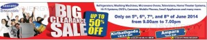 Samsung Singhagri Big Clearance Sale – Discounts upto 50% at Kiribathgoda and Ampara on 5th to 8th June 2014