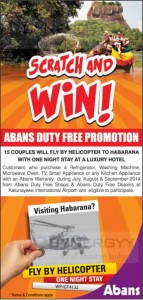Buy Abans Duty free shop and Fly by Helicopter to Habarana