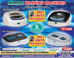Damro Washing Machines works for less as 2 Electricity Units per Month