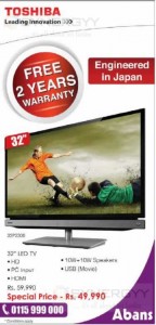 Toshiba LED TV for Rs. 49,990.00 from Abans