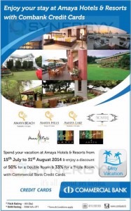 Upto 50% Discounts at Amaya Hotels & Resorts from 15th to 31st August for Commercial Bank Credit Card