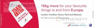 Extra 15Kgs allowance to & from Europe from Srilankan Airlines 