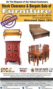 Stock Clearance & Bargain Sale of State Timber Corporation Furniture – 31st January 2015