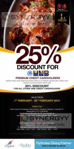 Discount up to 25 for HNB Credit Card from Tsing Tao and Loon Tao till 28th February 2015