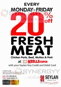 20% off on Fresh Meat at Keells supper for Seylan Bank Credit Card