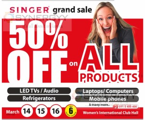 50% off from Singer Mega Sale – from 14th to 16th March 2015