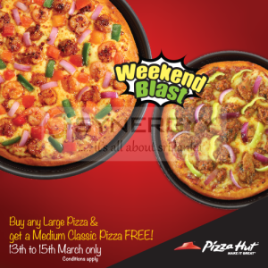 Buy Large Pizza and Get Medium Size Classic Pizza For Free till today