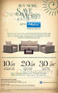Discounts upto 30% from Alpha Furniture till 30th April 2015