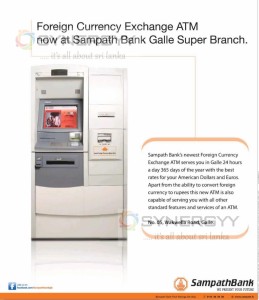 Foreign Currency Exchange ATM now at Sampath Bank Galle Super Branch