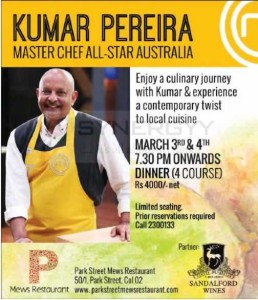 Master Chef All-Star Australia Kumar Pereira Local Cuisine in Colombo on 3rd & 4th March 2015q