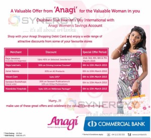 Women day Discount for Commercial bank Anagi Shopping Debit Cards