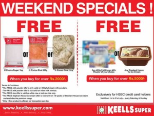 Keells Weekend Specials Promotion for HSBC Credit Cards – till 31st July 2015