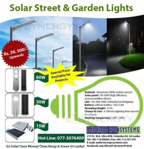 Solar Street & Garden Lights for 15W to 60W for Rs. 39,500.00 Upwards