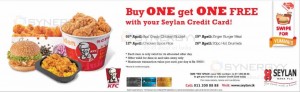 KFC Promotion for Seylan Bank Credit Card - Buy ONE get ONE Free