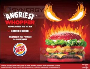  Angriest Whopper for Rs. 600/- upwards from Burger Kings