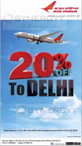 Fly New Delhi with Air India and get 20% Off – Booking Open till 6th June 2016