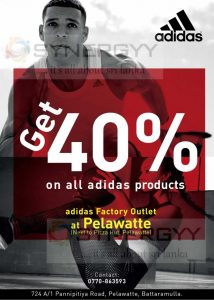 Get 40% off on all Adidas Products at Pelawatte