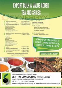 Value added Tea and Spices Exports workshop on 11th June 2016