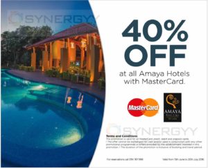 40% off at all Amaya Hotels with MasterCard – Till 20th July 2016