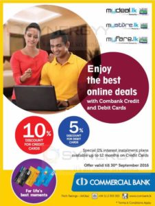 10% off for Commercial Bank Credit Card at mydeal.lk