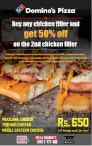 Buy Chicken Filler and get 50% off on 2nd Chicken Filler from Domino's Pizza