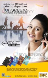 Call Band of Ceylon to activate your BOC debit card for overseas transactions