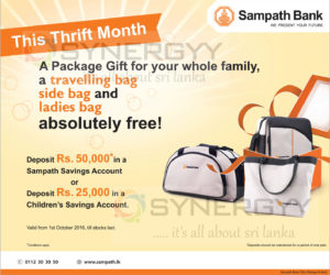 Free Bags from Sampath Bank for Every 50,000 Deposits – October 2016