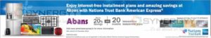 Discounts upto 20% and 20 Months Interest free Installment plan for Nations Trust American Express Credit Card – Till 31st December 2016