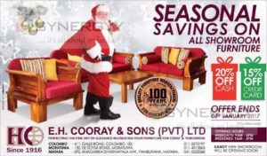 E.H. Cooray & Sons Furniture Sale – till 4th January 2017