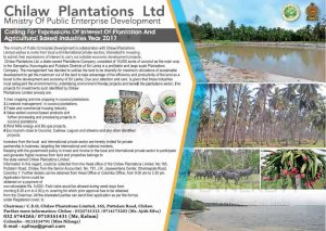 Calling for Expressions of Interest of Plantation and Agricultural Based Industries Year 2017