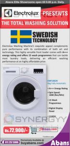 Electrolux Washing Machine Price in Sri Lanka – Rs. 72,900/-