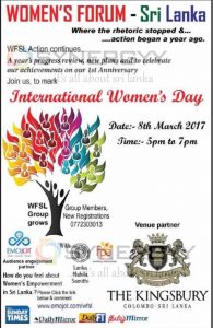 Women's Forum - Sri Lanka on 8th March 2017 at Kingsbury