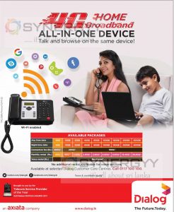 Dialog 4G Home broadband all in one device; Rental Starting from Rs. 600