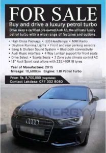 2015 Audi A3 1.8L Petrol for sale – Rs. 8.7 Million (Negotiable)