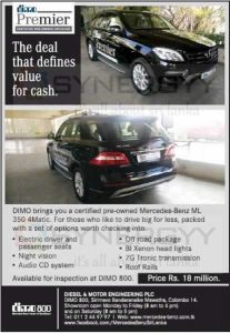 Mercedes-Benz ML 350 4Matic for Rs. 18 Million from DIMO