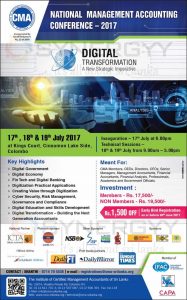 National Management Accounting Conference-2017 by CMA Sri Lanka on 17, 18 & 19 July 2017