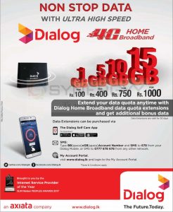 Dialog 4G Home Broadband – Packages available from Rs. 100- Upwards